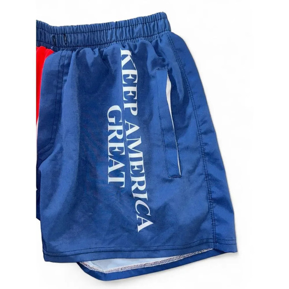 Keep America Great Men's Shorts Swim Trunks Pockets Red White & Blue Size M - Picture 3 of 5